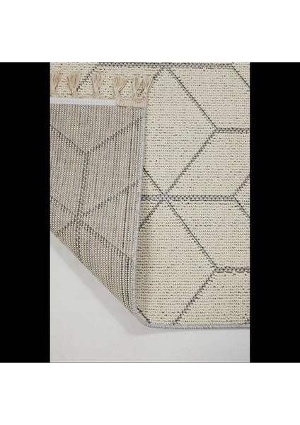 Beyaz Küp Desenli Bukle Iskandinav Halı - Spor & Modern Salon Halısı - Hoom Rugs Bukle 1407