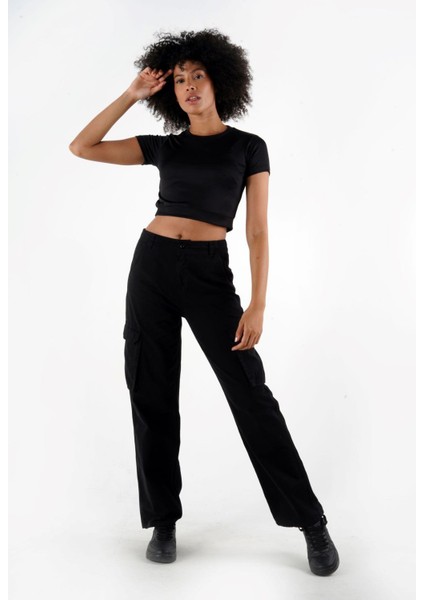 Bisiklet Yaka Crop T-Shirt (B24-326A)