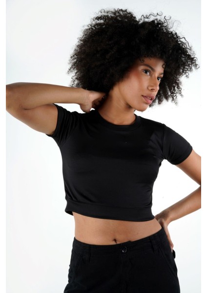 Bisiklet Yaka Crop T-Shirt (B24-326A)