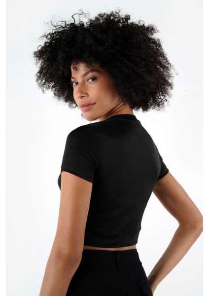 Bisiklet Yaka Crop T-Shirt (B24-326A)