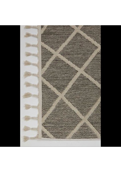 Gri Baklava Desenli Bukle Halı - Iskandinav Tasarım Salon Halısı - Hoom Rugs Bukle 1409