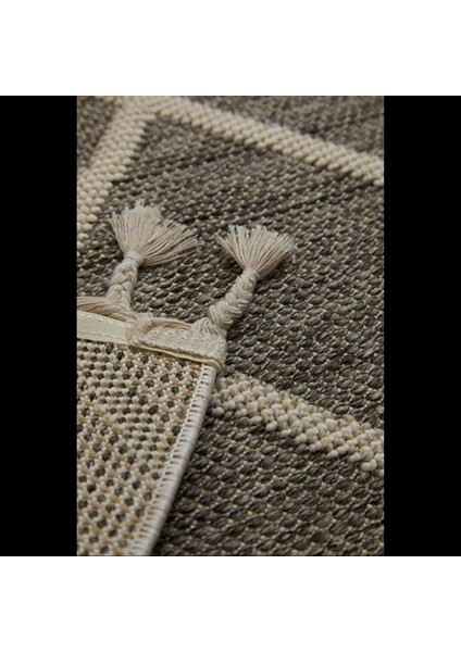 Gri Baklava Desenli Bukle Halı - Iskandinav Tasarım Salon Halısı - Hoom Rugs Bukle 1409