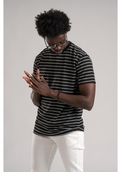 Fbı Regular Fit Çizgili Likralı Bisiklet Yaka T-Shirt