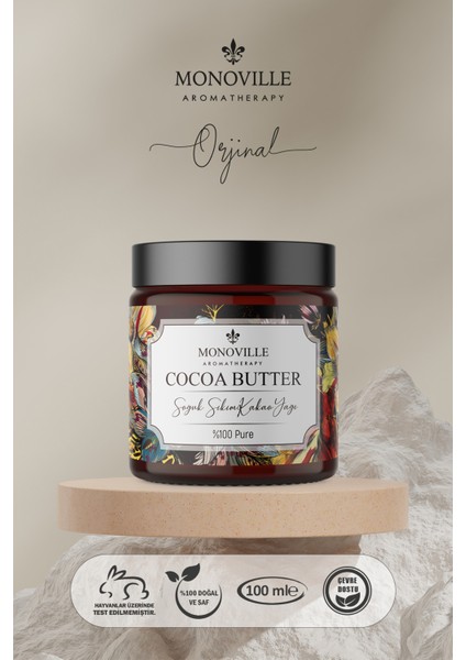 Nemlendirici Kakao Yağı 100 ml Soğuk Sıkım %100 Saf Ve Doğal (CACAO BUTTER)