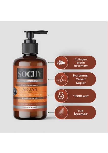 1000 ml Argan Yağlı Tuzsuz Şampuan
