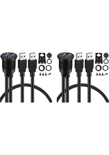 2x 2 Port Çift USB 3.0 Aux Gömme Montajlı Araç Montaj Uzatma Kablosu Araba Kamyon Tekne Motosiklet Kontrol Paneli Için - 3ft (Yurt Dışından)
