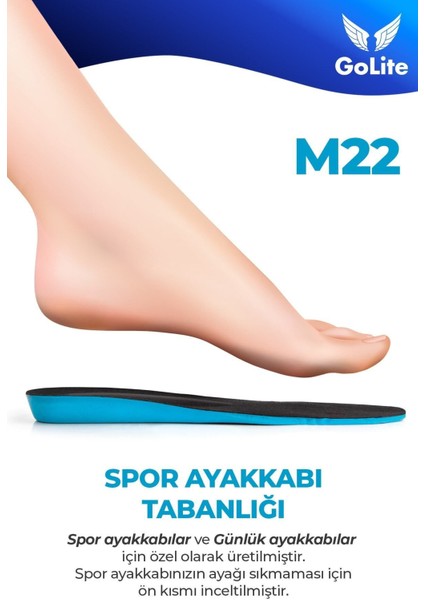 Spor Ayakkabı Tabanlığı, Günlük Memory Foam Hafızalı Sneaker Ayakkabı Tabanlık - M22 Insole