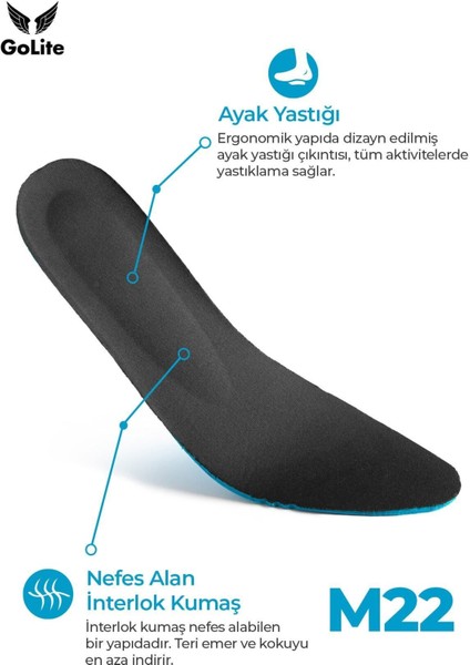 Spor Ayakkabı Tabanlığı, Günlük Memory Foam Hafızalı Sneaker Ayakkabı Tabanlık - M22 Insole