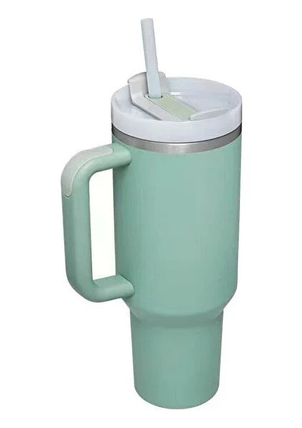 40OZ Sapır Kupa 304 Paslanmaz Çelik Kupa Vakum Çift Katmanlı Taşınabilir Buzlu Bully Saman Vakum Kupası (Yurt Dışından)