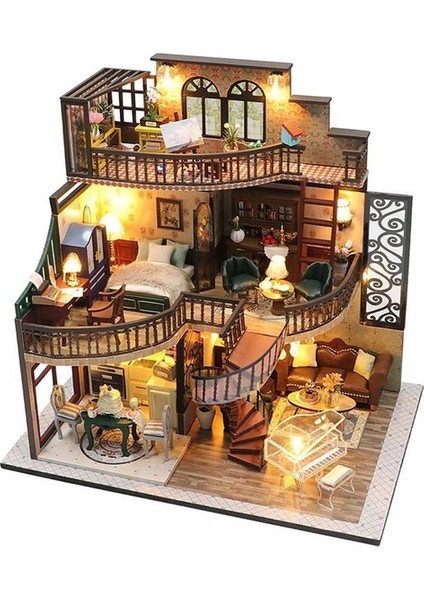 3D Bebek Evi Kiti Dıy Minyatür ile LED Işıkları Dollhouse Çocuk Kızlar Için (Yurt Dışından)