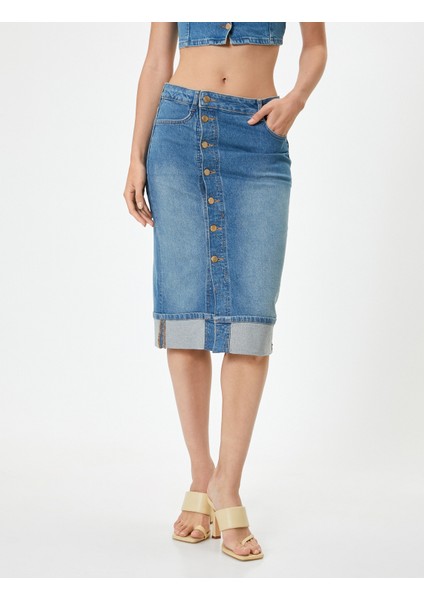 x Melis Ağazat Yüksek Bel Midi Kot Etek modelleri