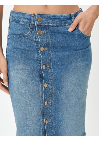 x Melis Ağazat Yüksek Bel Midi Kot Etek indirimleri