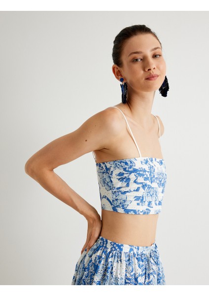 x Melis Ağazat - Çiçekli Fisto Crop Büstiyer Ince Askılı Slim Fit fiyatları