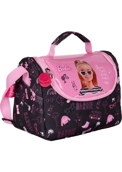 Barbie Çocuk Okul Beslenme Çantası Siyah-Pembe