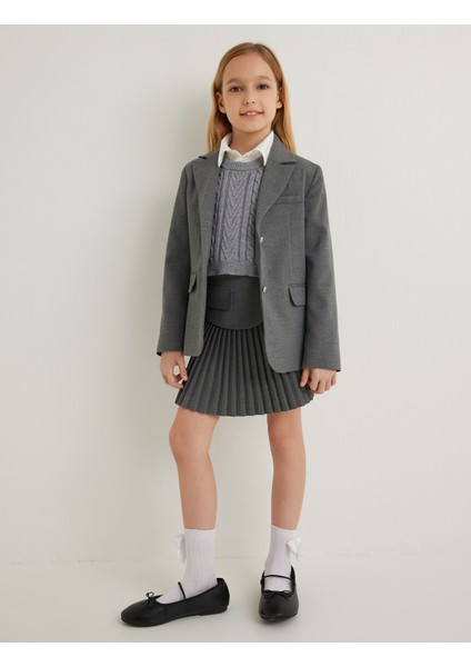 Blazer Ceket Klasik Yaka Cep Detaylı Uzun Kollu Düğmeli fiyatları