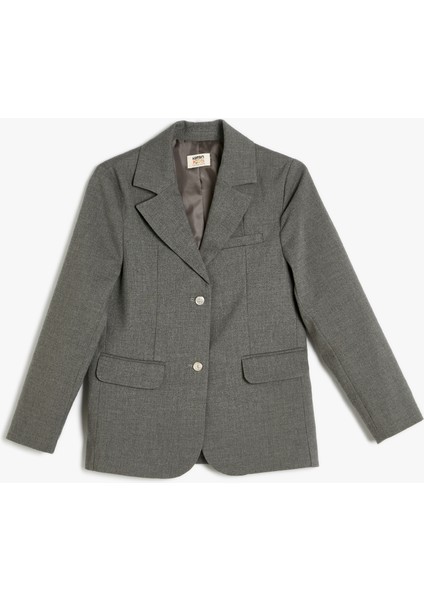 Blazer Ceket Klasik Yaka Cep Detaylı Uzun Kollu Düğmeli modelleri