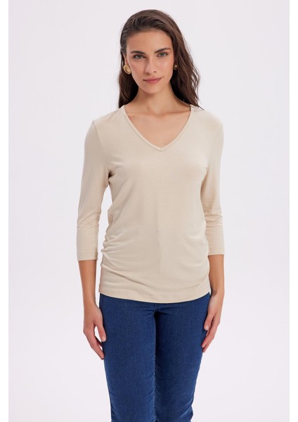 Super Soft V Yaka Basic Bluz