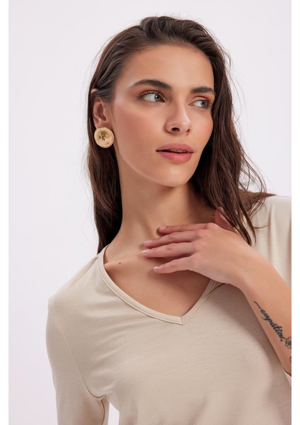 Super Soft V Yaka Basic Bluz