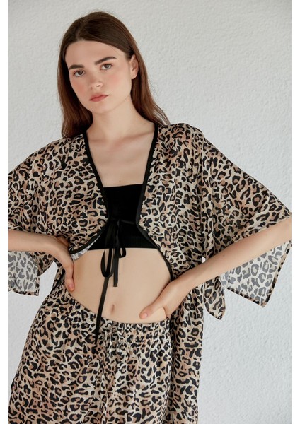 Leopar Desenli Kimono