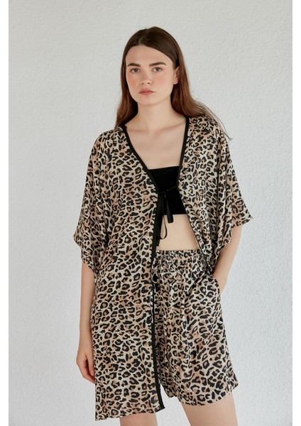Leopar Desenli Kimono