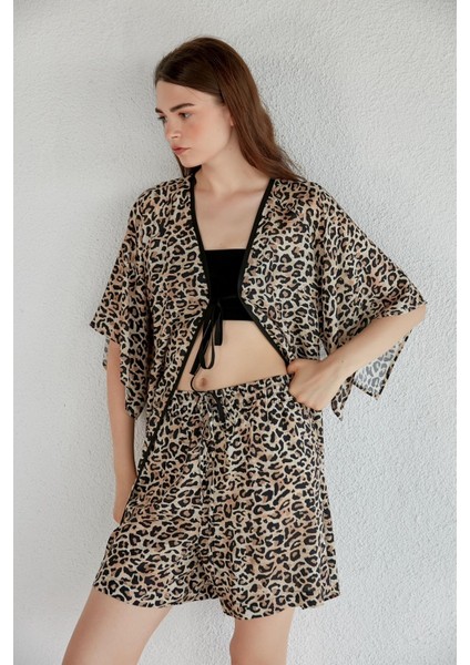 Leopar Desenli Kimono