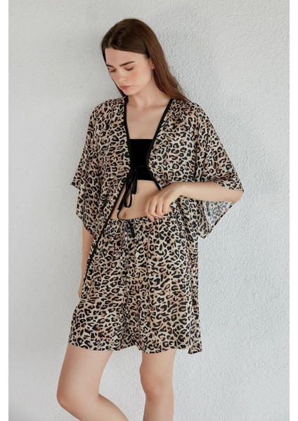 Leopar Desenli Kimono