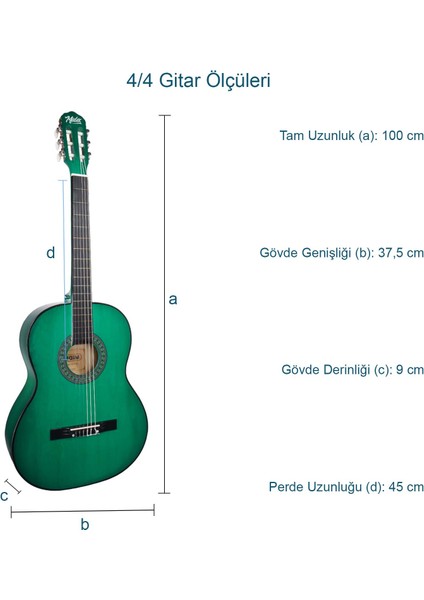 CG-270GR Yeşil Renk Klasik Gitar 4/4 Yetişkin Boy Sap Ayarlı Full Set modelleri