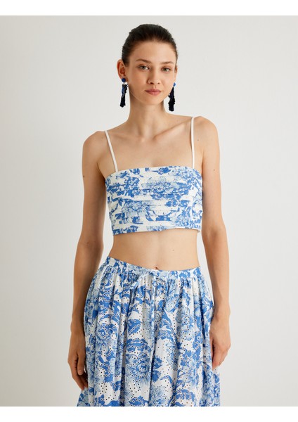 x Melis Ağazat - Çiçekli Fisto Crop Büstiyer Ince Askılı Slim Fit modelleri