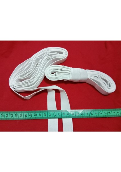 2 cm Beyaz Bel Paça Don Lastiği Yassı Geniş Lastik 3,5 Metre