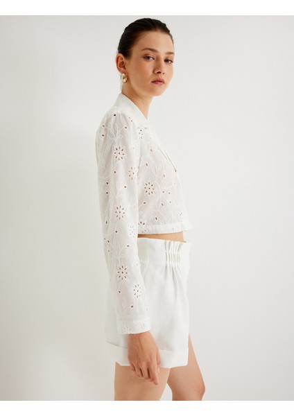 x Melis Ağazat - Kısa Fisto Ceket Kruvaze Ters Yaka Pamuklu fiyatları