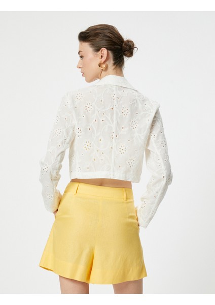 x Melis Ağazat - Kısa Fisto Ceket Kruvaze Ters Yaka Pamuklu fırsatları