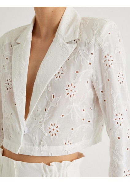 x Melis Ağazat - Kısa Fisto Ceket Kruvaze Ters Yaka Pamuklu indirimleri