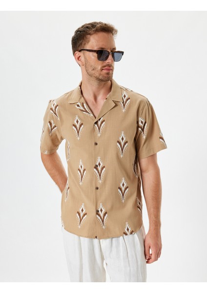Kısa Kollu Gömlek Etnik Desenli Pamuklu fiyatları