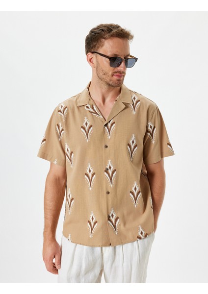Kısa Kollu Gömlek Etnik Desenli Pamuklu modelleri