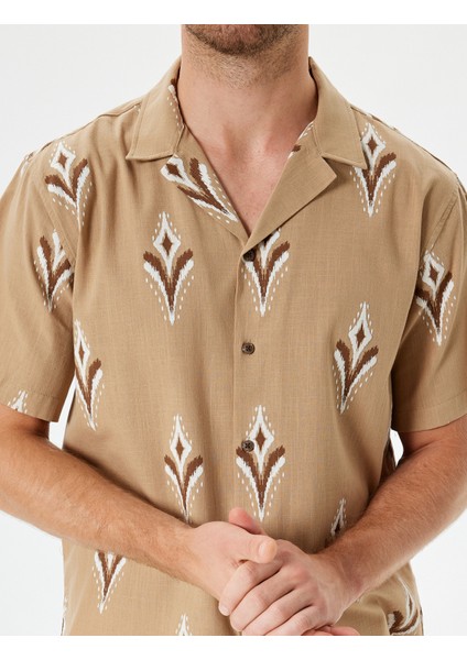 Kısa Kollu Gömlek Etnik Desenli Pamuklu indirimleri