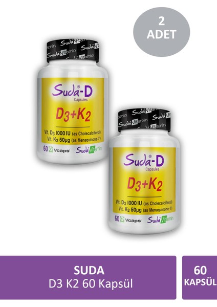 D3 K2 60 Kapsül x 2 Adet