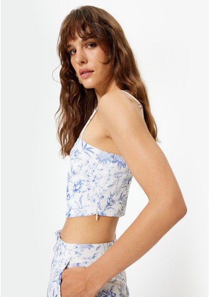 x Melis Ağazat - Ince Askılı Çiçekli Büstiyer Slim Fit Astarlı