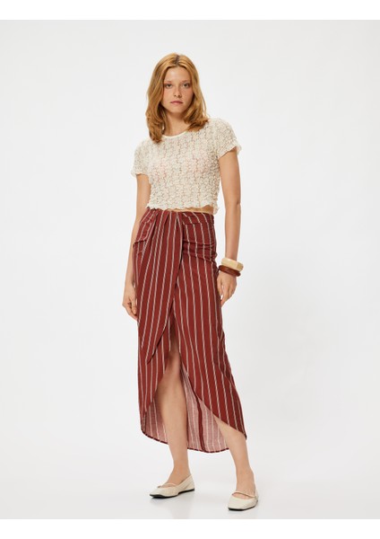 x Melis Ağazat Midi Boy Sarong Etek Kruvaze Asimetrik Slim Fit