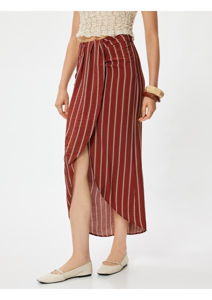 x Melis Ağazat Midi Boy Sarong Etek Kruvaze Asimetrik Slim Fit modelleri