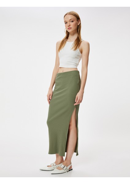 Midi Etek Yırtmaç Detaylı Yüksek Bel A Kesim fiyatları