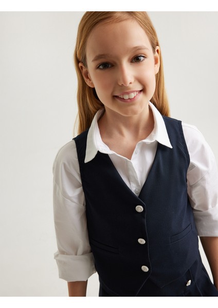 Blazer Yelek Düğmeli V Yaka