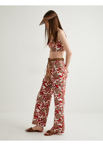 x Melis Ağazat - Kemerli Çiçek Desenli Pantolon modelleri