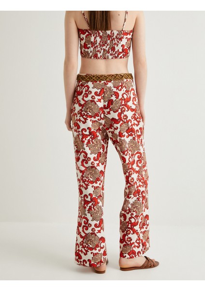 x Melis Ağazat - Kemerli Çiçek Desenli Pantolon indirimleri