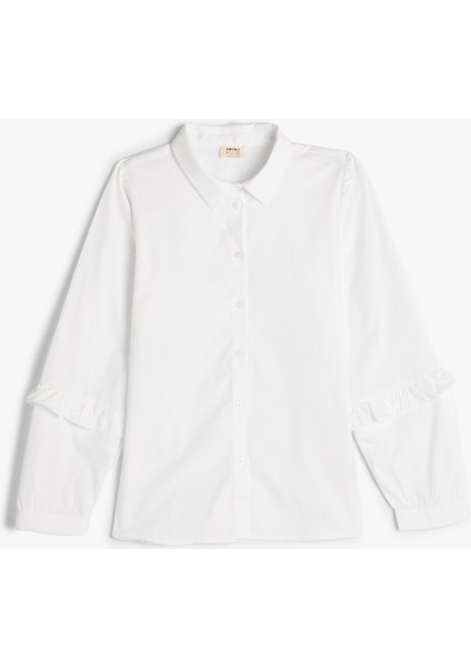 Basic Gömlek Uzun Kollu Düğme Kapamalı Fırfır Detaylı