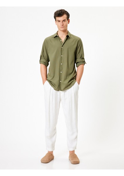 Klasik Gömlek Uzun Kollu Düğmeli Kol Detaylı Pamuklu fiyatları