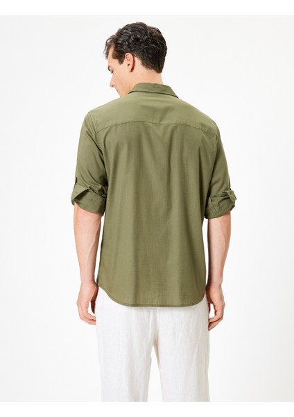 Klasik Gömlek Uzun Kollu Düğmeli Kol Detaylı Pamuklu fırsatları