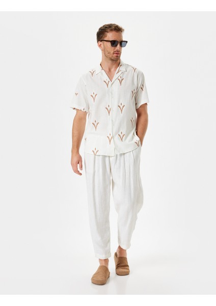 Kısa Kollu Gömlek Etnik Desenli Pamuklu fiyatları