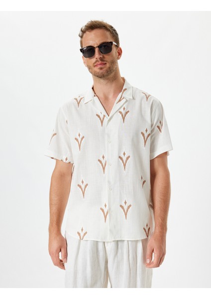 Kısa Kollu Gömlek Etnik Desenli Pamuklu modelleri