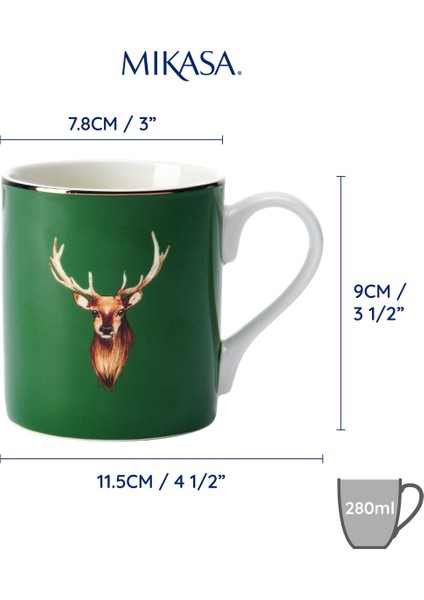 Fine China 280ML Düz Taraflı Kupa Geyikli
