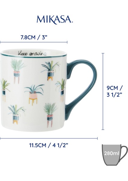 Fine China 280ML Düz Taraflı Kupa Kaktüs